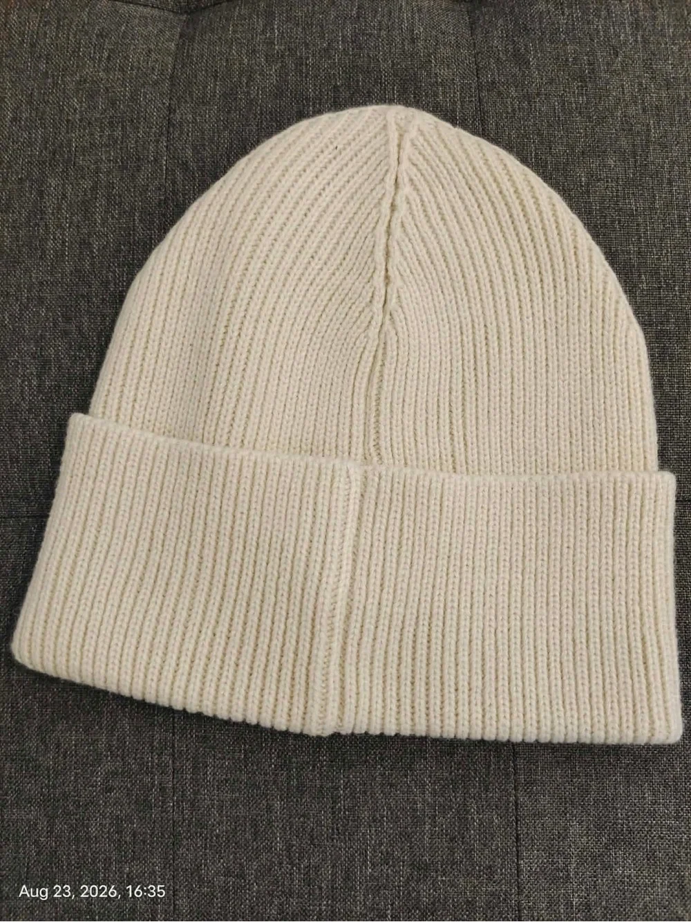 NWOT Kurt Geiger Kids Cream Beanie with Rainbow Logo Patch